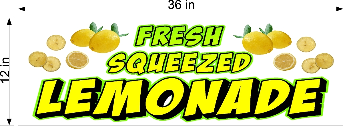 12&Prime; x 36&Prime; VINYL BANNER FRESH SQUEEZED LEMONADE LEMONS DRINK