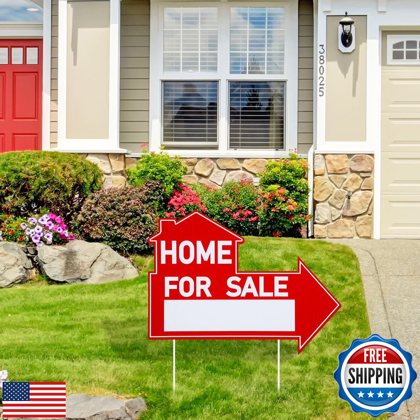 Threehoney 6 Pcs Home for Sale Signs with Stakes 12 x 16 Inch Double Sided fo