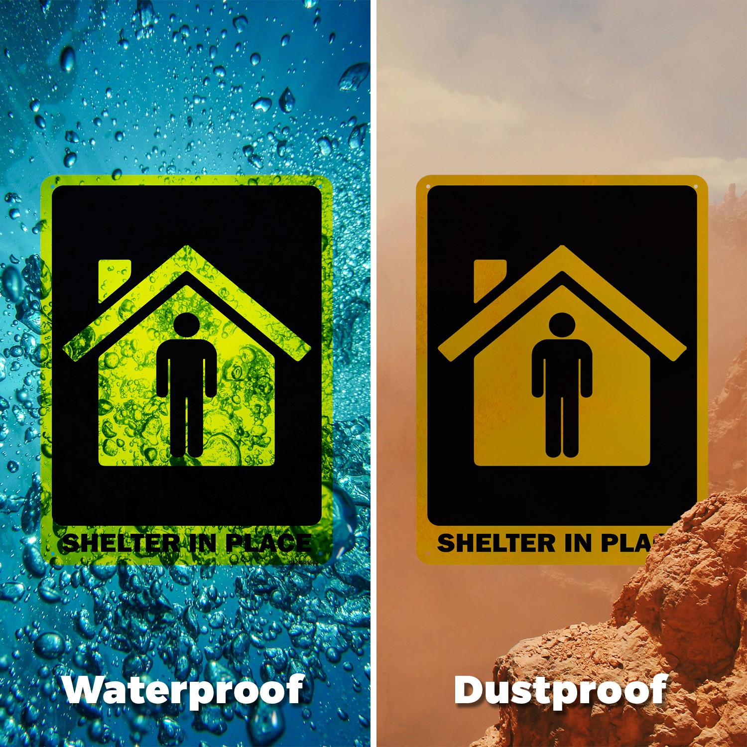 Shelter In Place Public Safety Sign Metal, Plastic, Or Decal – 5 or 10 Pack