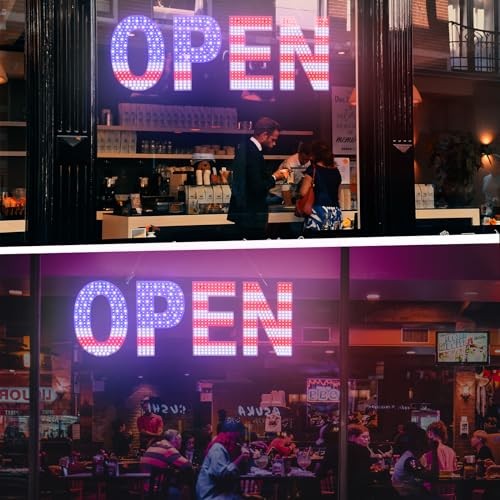 LED Open Signs for Business,Thirdpolite 30×10 inch Large Dimmable Bright Light