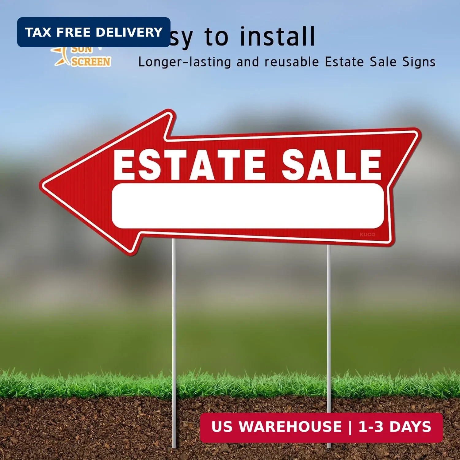 7 PC Estate Sale Signs, 17&Prime; x 6&Prime;, Estate Sale Signs with Stakes Double Sided, La
