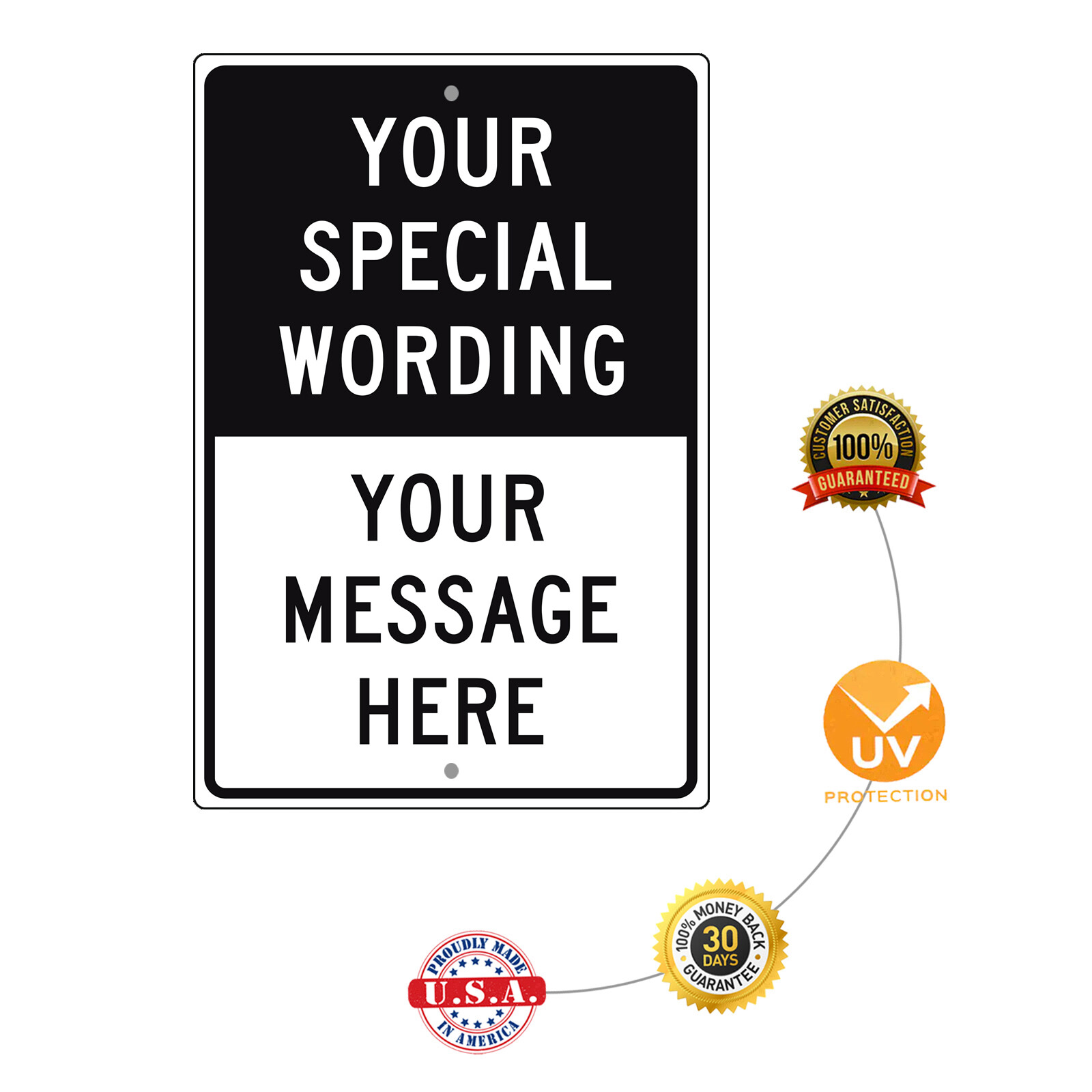 Custom Sign Your Special Wording Sign Your Custom Message Aluminum Metal Sign