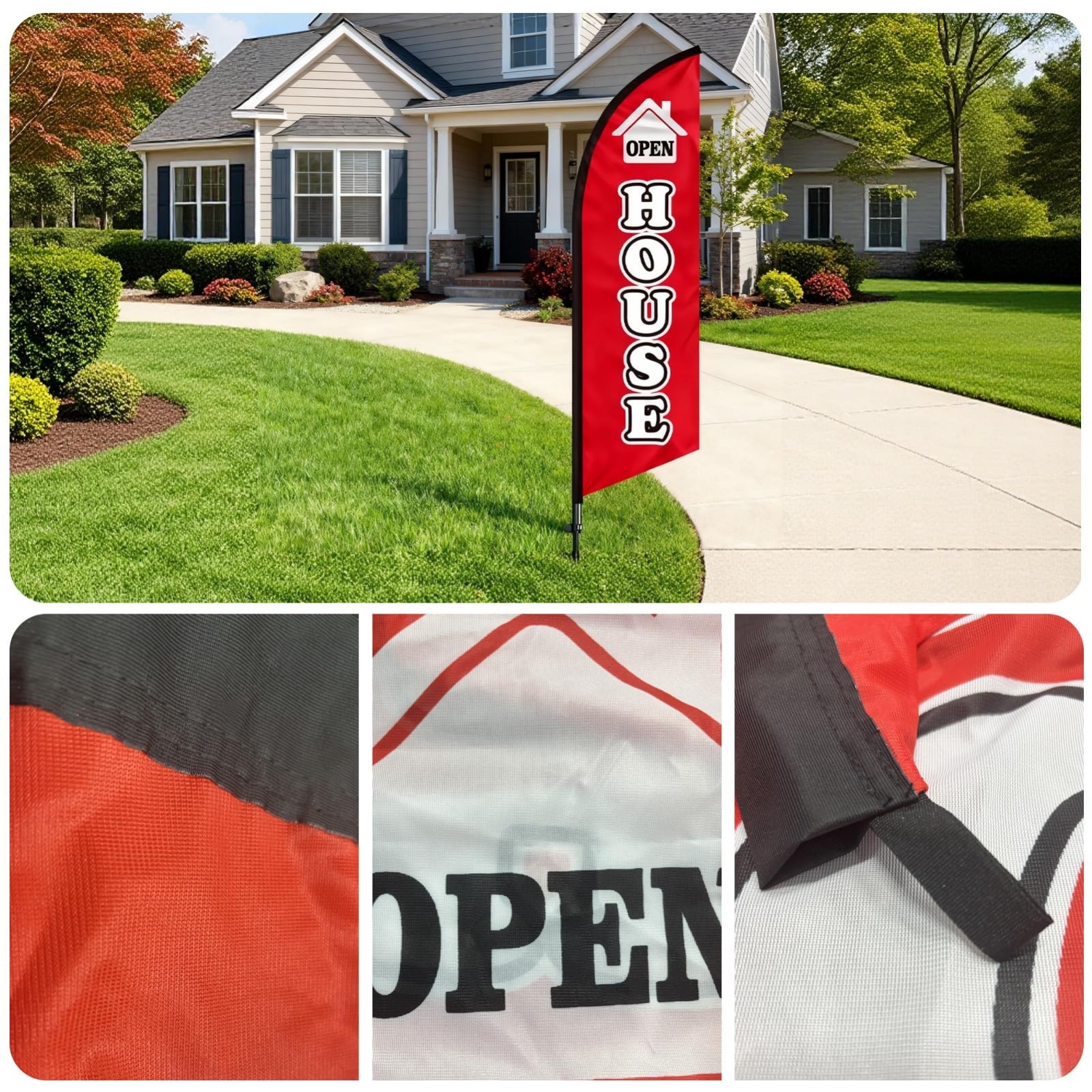 8 Ft Open House Swooper Flag with Pole Kit & Ground Stake – Vivid Feather Banner