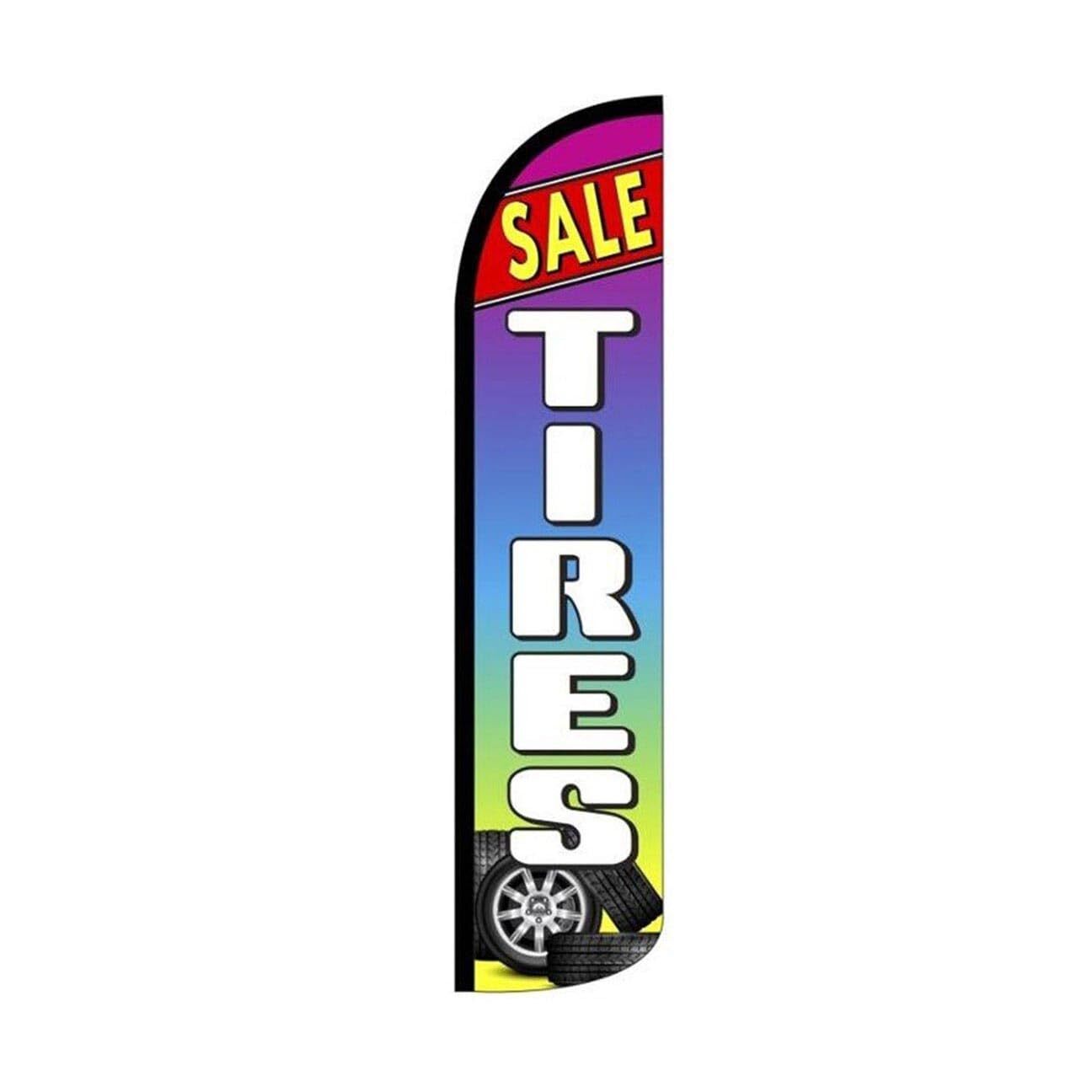 Sale Tires Multicolor Swooper Flutter Feather Flag | 3ft W x 11.5ft Tall