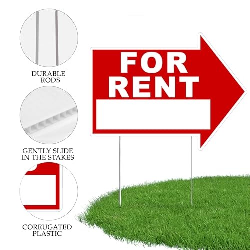 Large Huge For Rent Yard Arrows Yard Sign Double Sided With Stake Large 16 In…