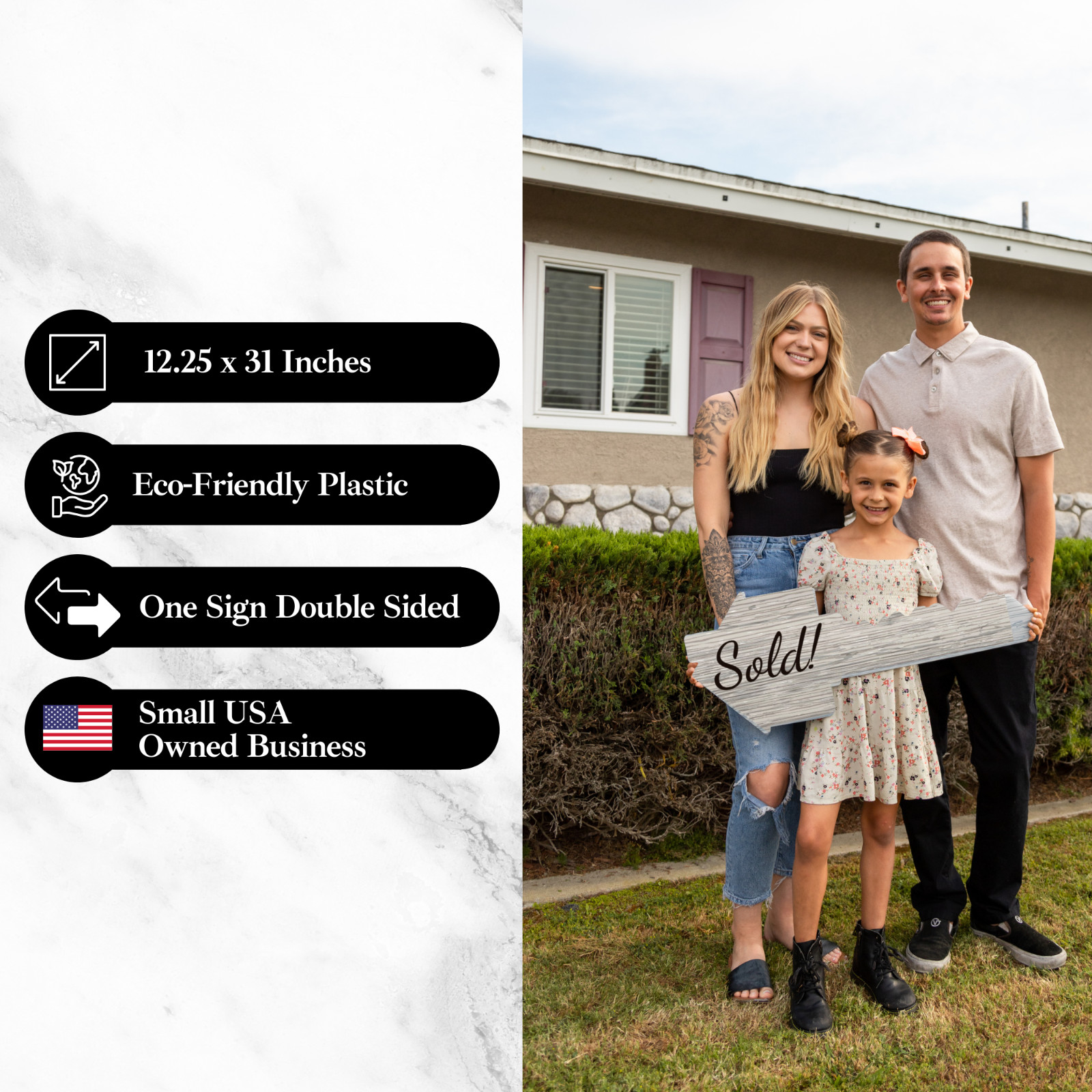Real Estate Key Shaped Prop Sold Sign | Double Sided | Social Media Realtor Prop