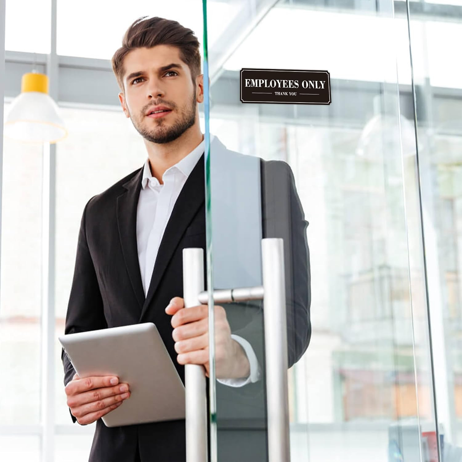 Employees Only Sign for Door, (2 Pack) Self-Adhesive Staff Only for Business Doo