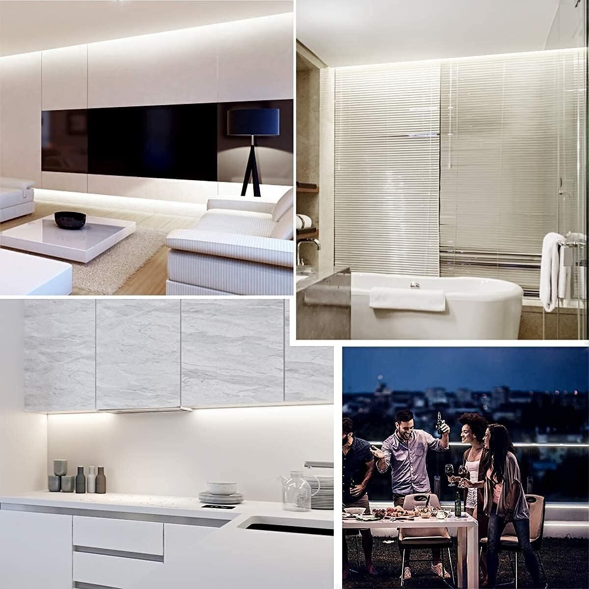 Cold White 50&prime; 480leds/m COB LED Strip Lights Waterproof IP68 110V Flexible Home