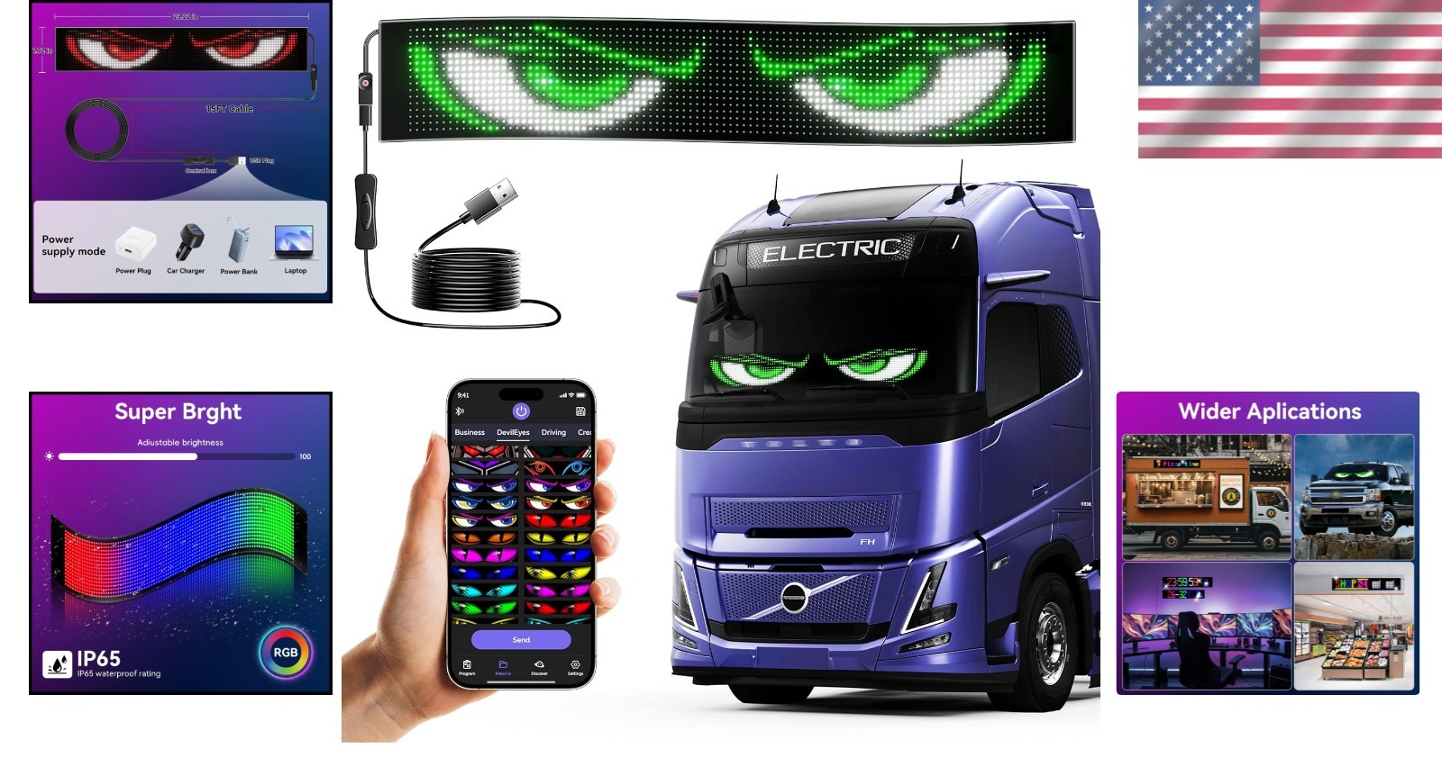 Customizable LED Car Sign with APP Control – Portable 23x5in Scrolling Display