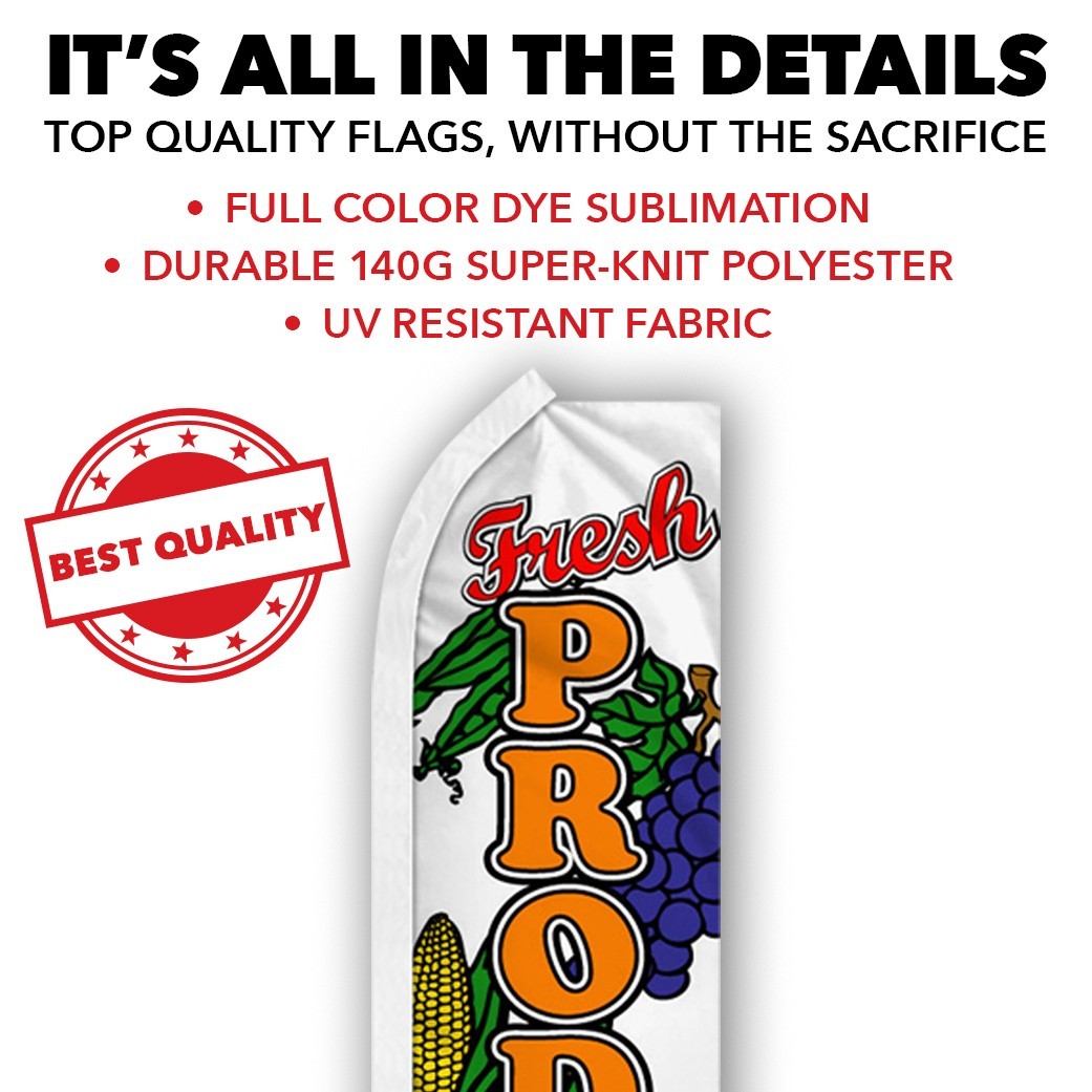 Fresh Produce Advertising Swooper Feather Flutter Flag Local Grown Organic