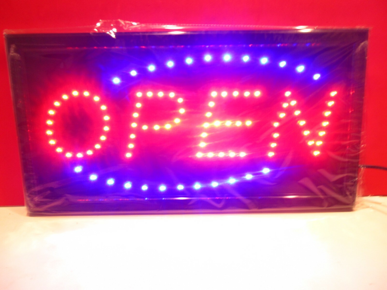 Large 19 x 10&Prime; Bright LED Animated Open Store Shop Food Business Sign Display