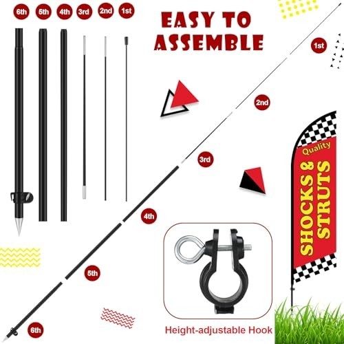 4 Set 7ft Feather Flags for Auto Repair Shop – Vibrant Advertising Kit with Pole