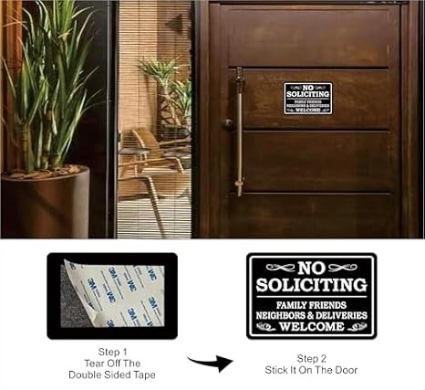 No Soliciting Sign – Durable Frosted Acrylic, Easy Install for Home & Business