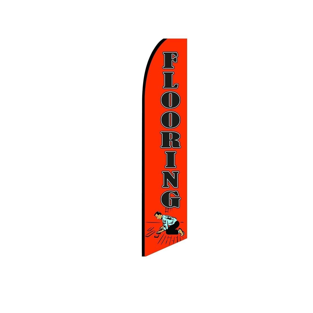 Flooring Orange Swooper Flutter Feather Flag | 3ft W x 11.5ft Tall