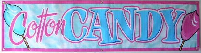 Cotton Candy Vinyl Banner Sign – Concession – Fair- 15oz Heavy Duty
