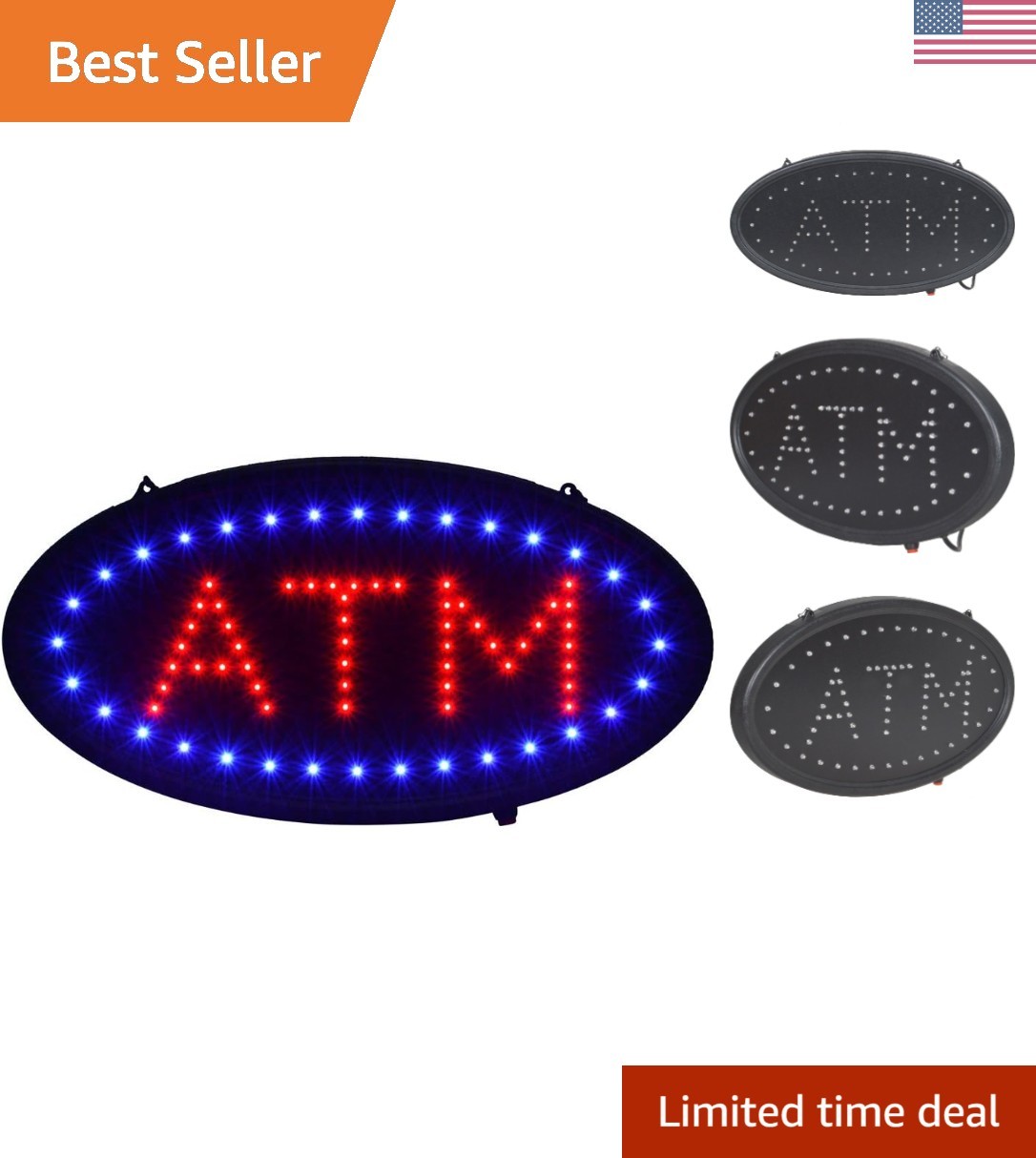 Multicolor LED ATM Sign for Enhanced Store Appeal – 19&Prime;x10&Prime; Easy Install Decor