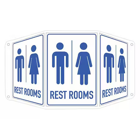Lyle Lctb-0006-Ra_7X10 Rest Rooms (W Sym), 17 1/2 In W X 10 In H, Tri-Bend,