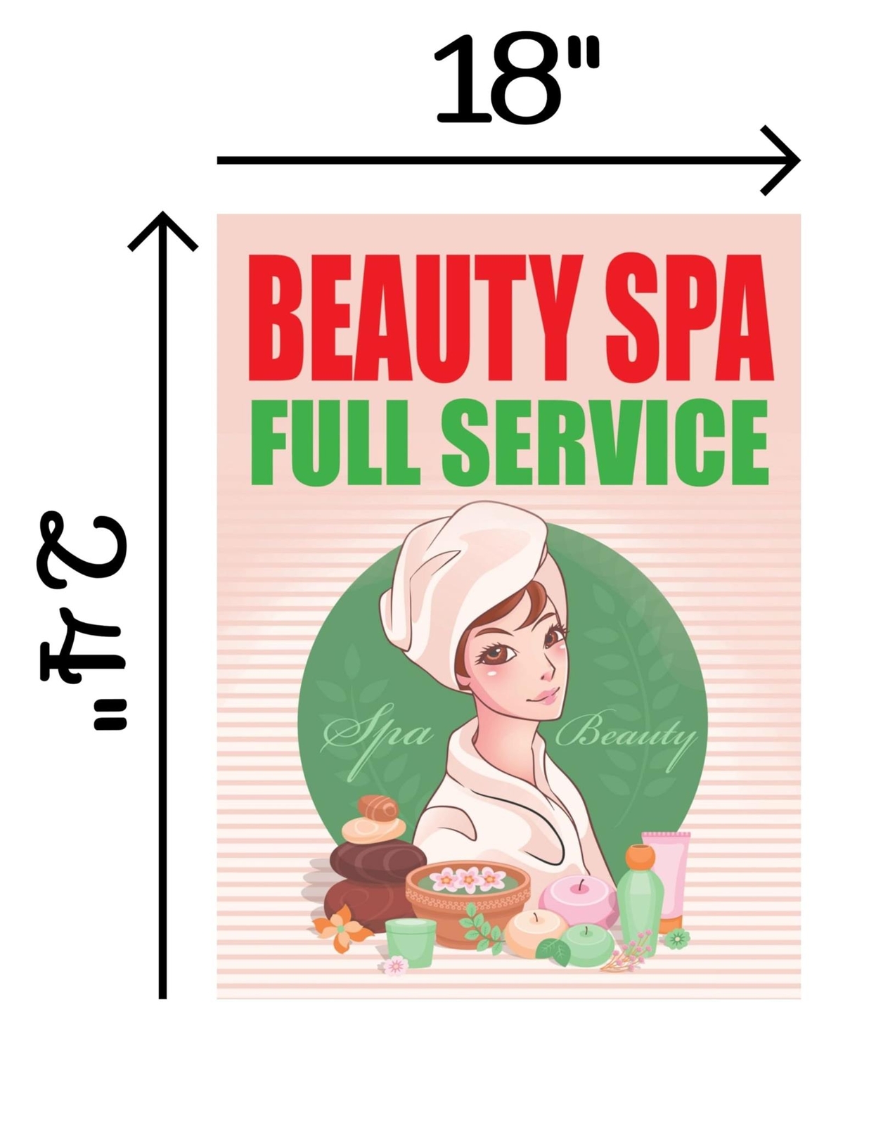 Beauty Spa Full Service | Retail Window Display Sign | 18&Prime;W x 24&Prime;H