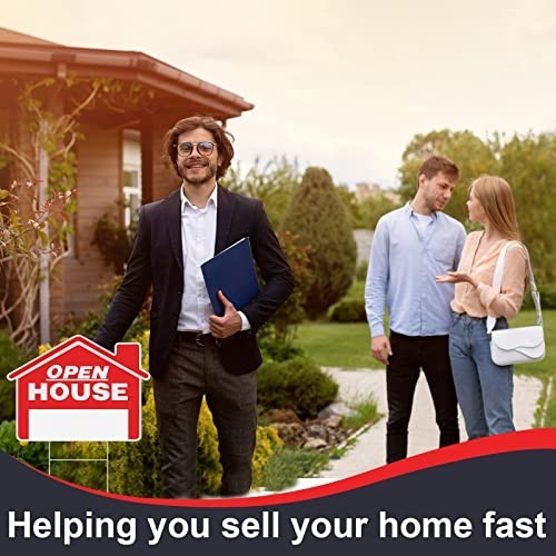 Open House Kit – 21 Directional Signs with Stakes for Real Estate Agents, Weathe