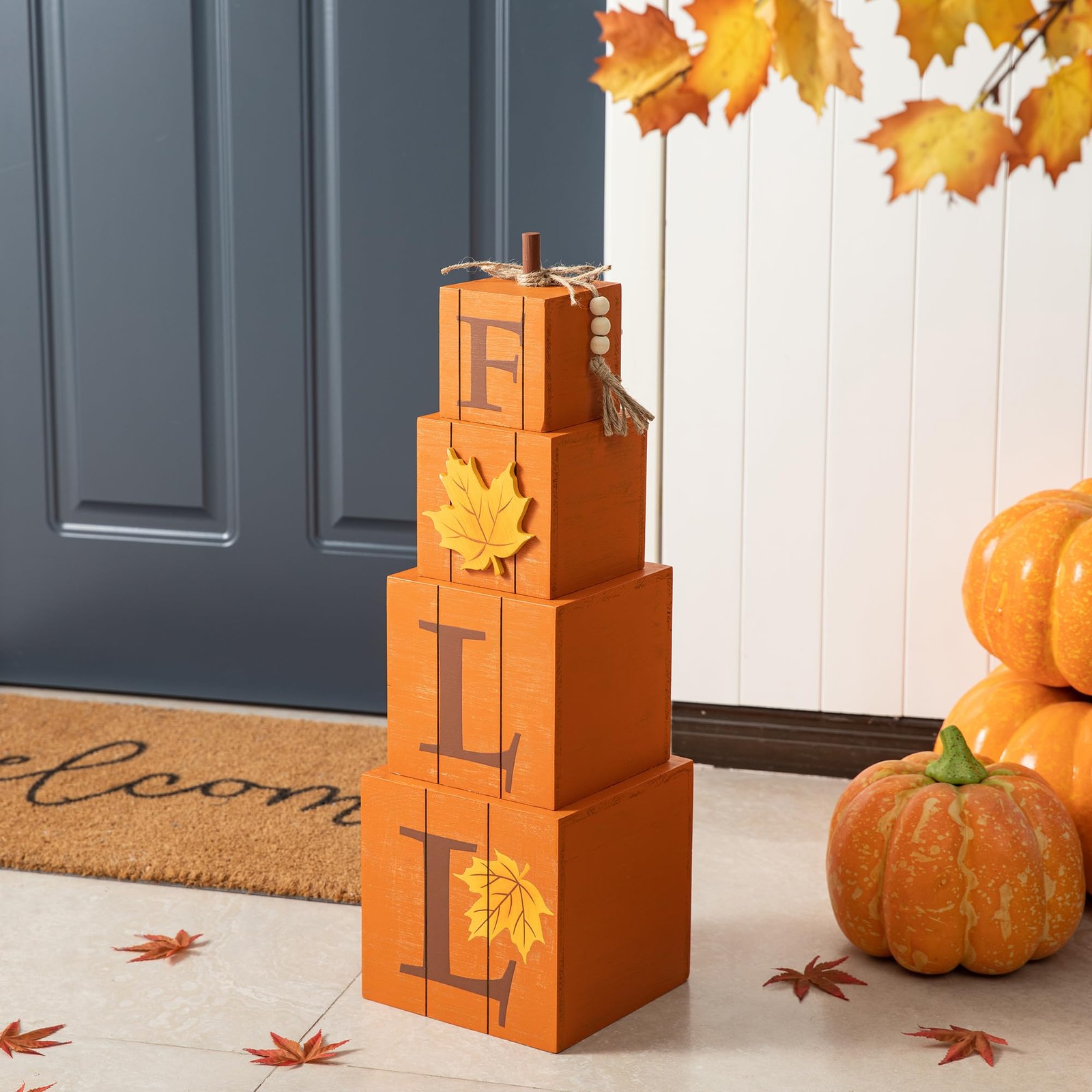 Glitzhome Nestable Stacked Pumpkin Boxes 25.5 Inch Reversible –