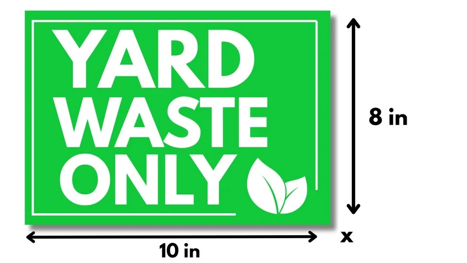 5 Pack Yard Waster Only Sticker Signs Self Adhesive Vinyl Yard Waste Decals