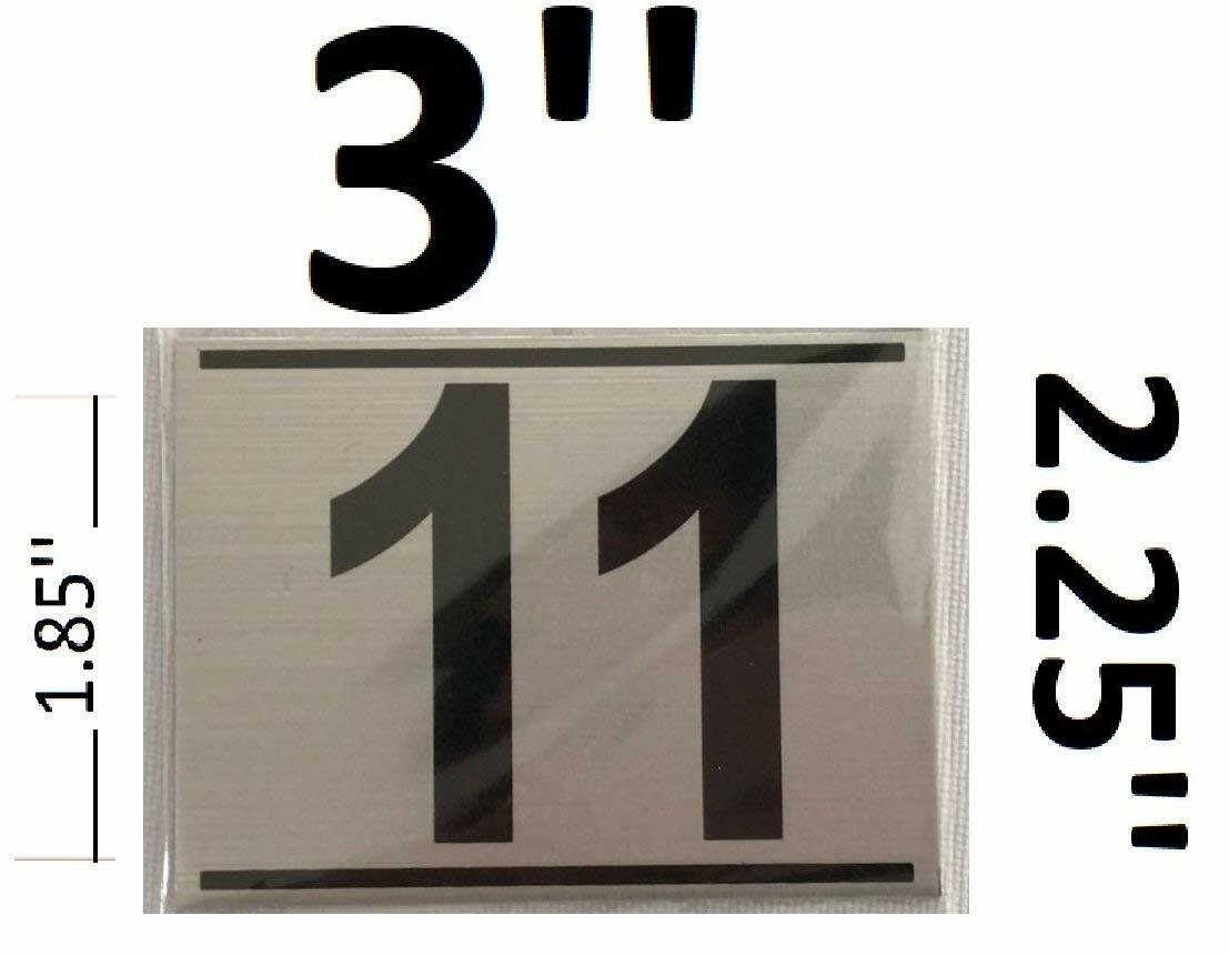 APARTMENT NUMBER ELEVEN (11) SIGN – -BRUSHED ALUMINUM (2.25X3)-ref0420