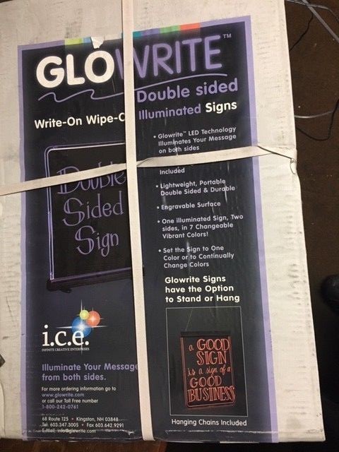 Glowrite LED Illuminated Sign 12&Prime; x 18&Prime; DOUBLE SIDED Write on wipe off board