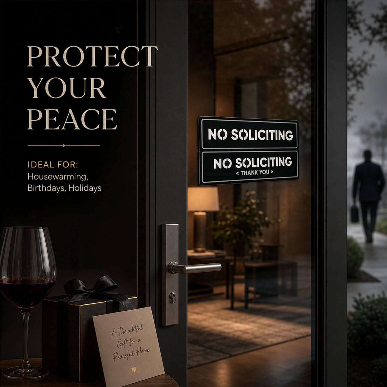 2-Pack No Soliciting Sign, Premium 304 Stainless Steel, 8.25X2.4&Prime;,Large | High-C