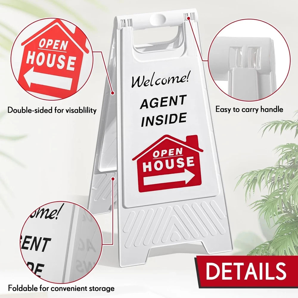 6 Pack Double Sided Open House Signs with Directional Arrows for Realtors