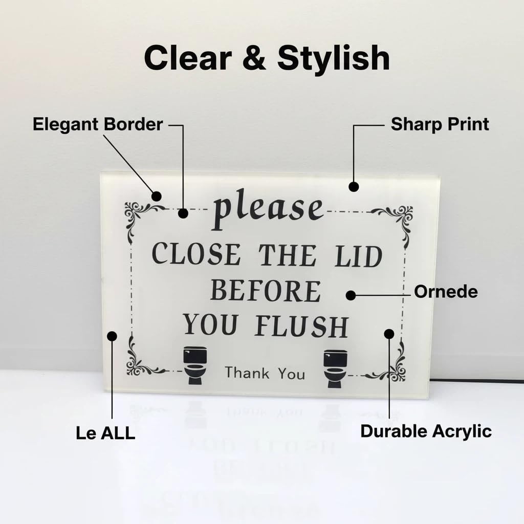 Please Close The Lid Before You Flush Sign Small Bathroom Toilet 6×4 Inch