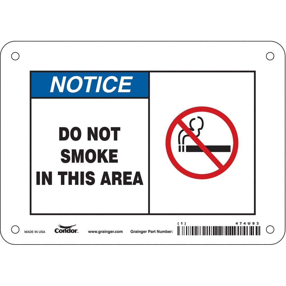 CONDOR 474U93 Safety Sign,5 in x 7 in,Aluminum 474U93