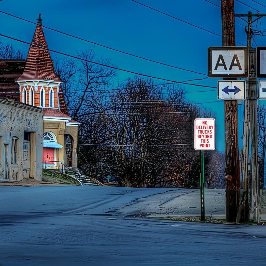 Large No Delivery Trucks Beyond This Point Sign, 18x 12 .040 Aluminum Reflect…