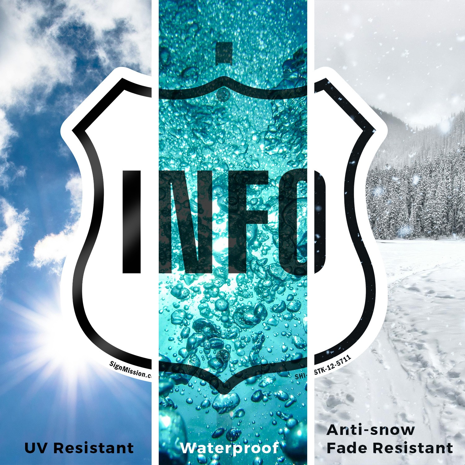 Information Shield Shaped Sign With Stake Weather Resistant Crafted in the USA