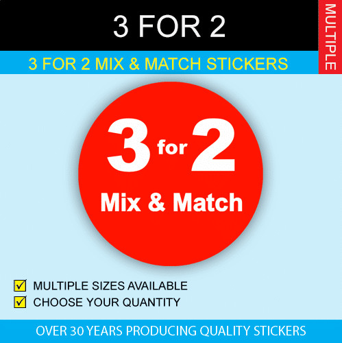 3 For 2 Mix & Match Stickers Available In 6 Sizes