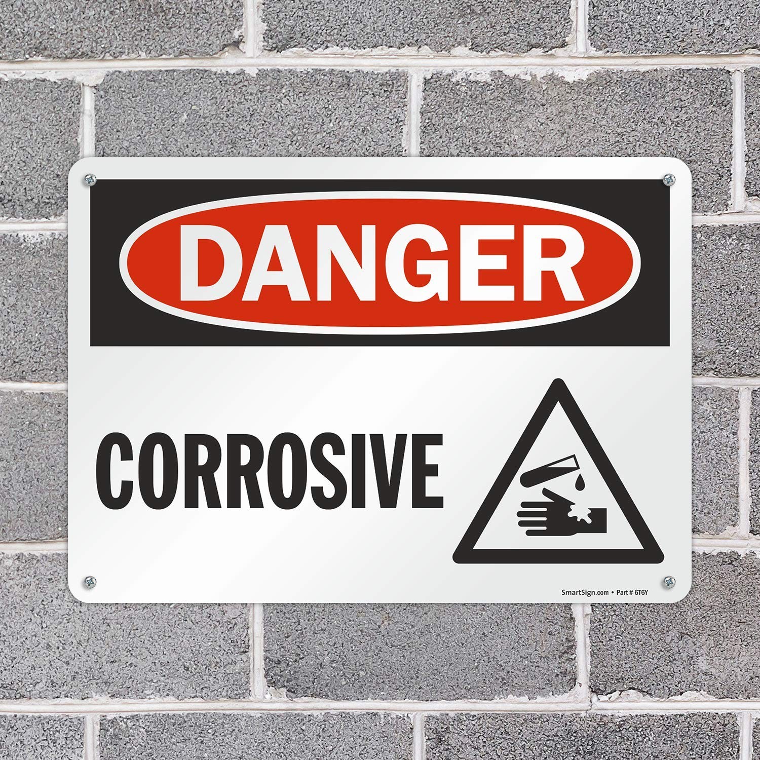 10×14 inch Danger Corrosive OSHA Metal Sign 40 mil Laminated Rustproof Aluminum