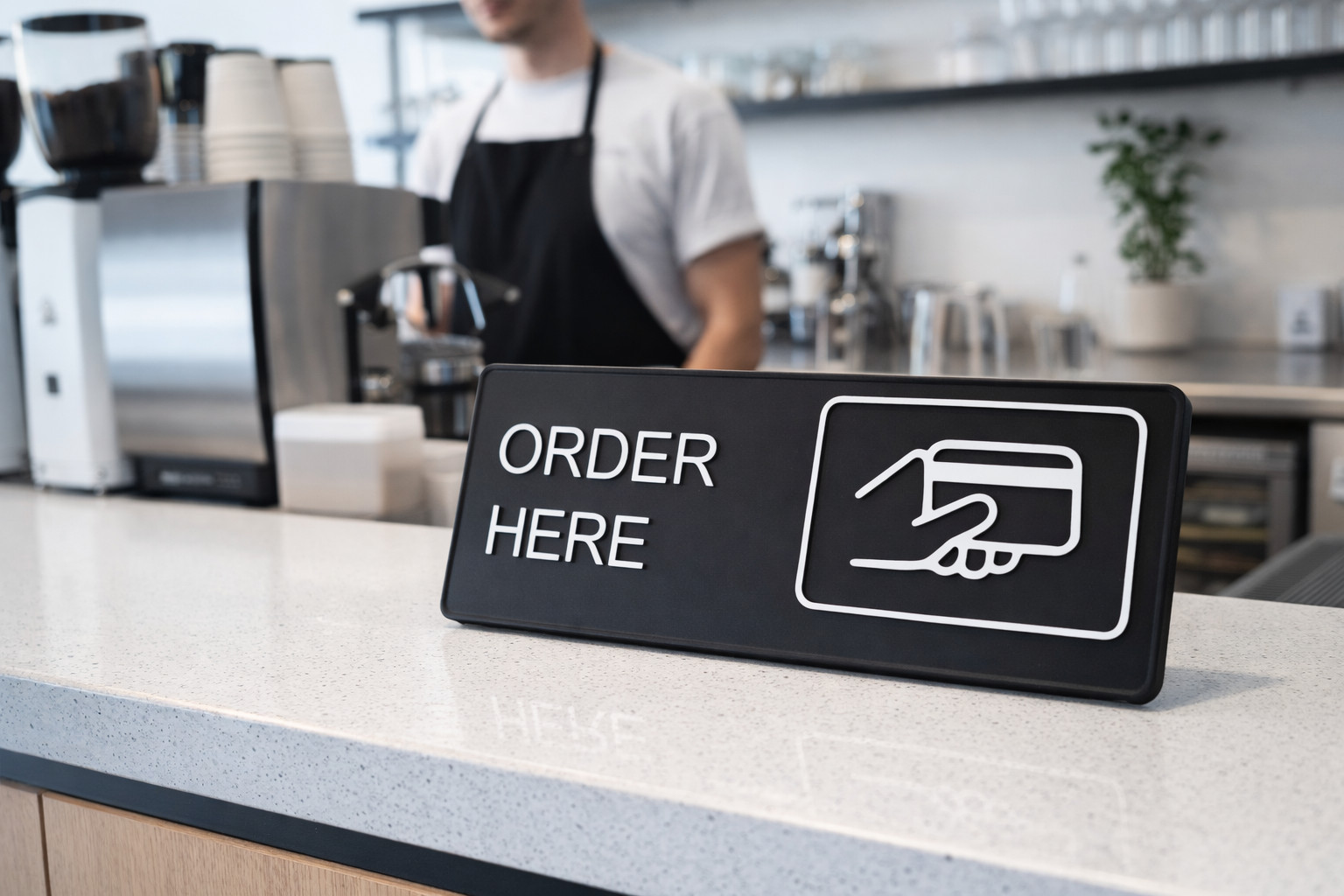 COMBO! « Order Here » & « Pick Up Here » Dual Sign Set – Minimalist Coffee Shop