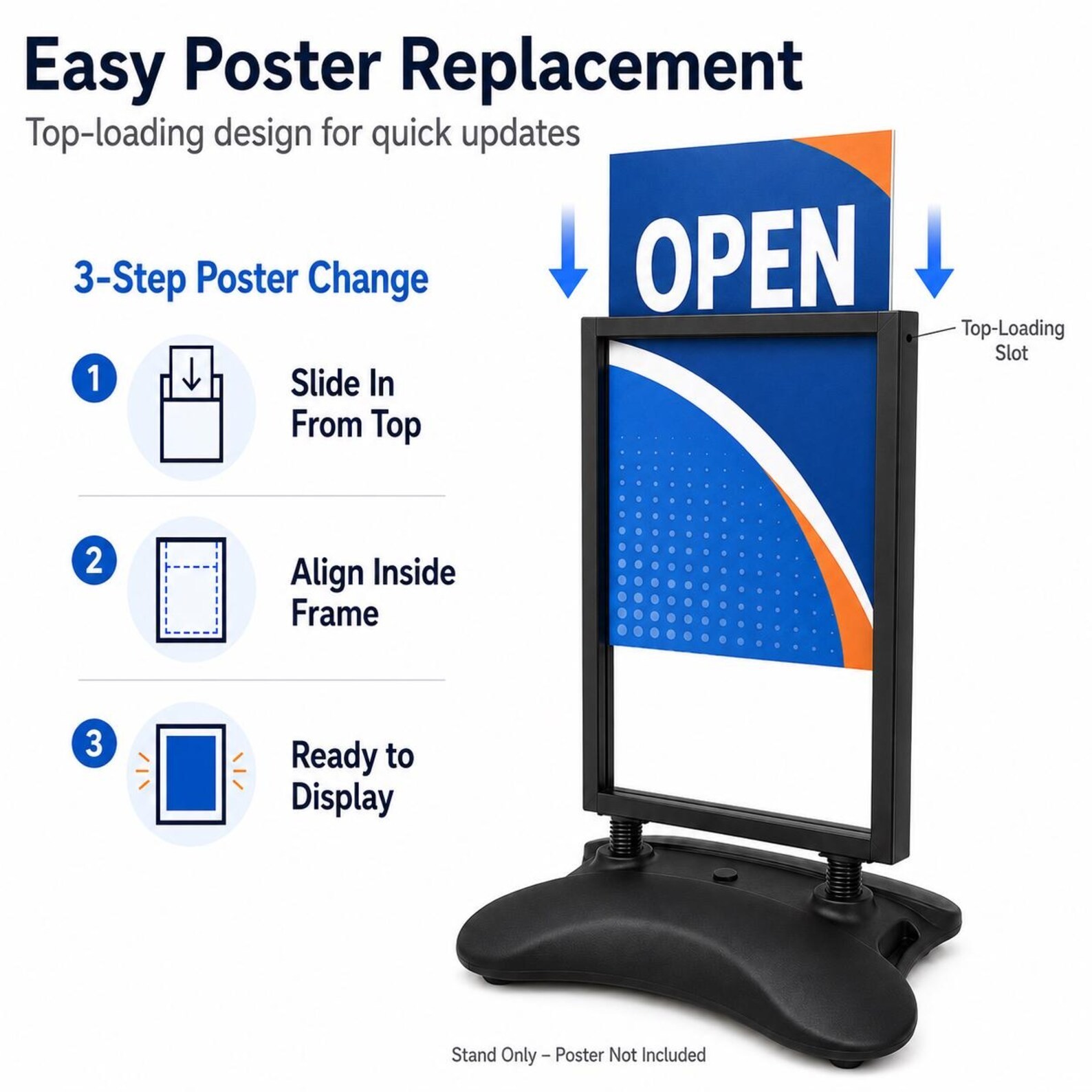 24&Prime;x36&Prime; Water Base Sidewalk Sign Holder with Wheels, Outdoor Poster Stand