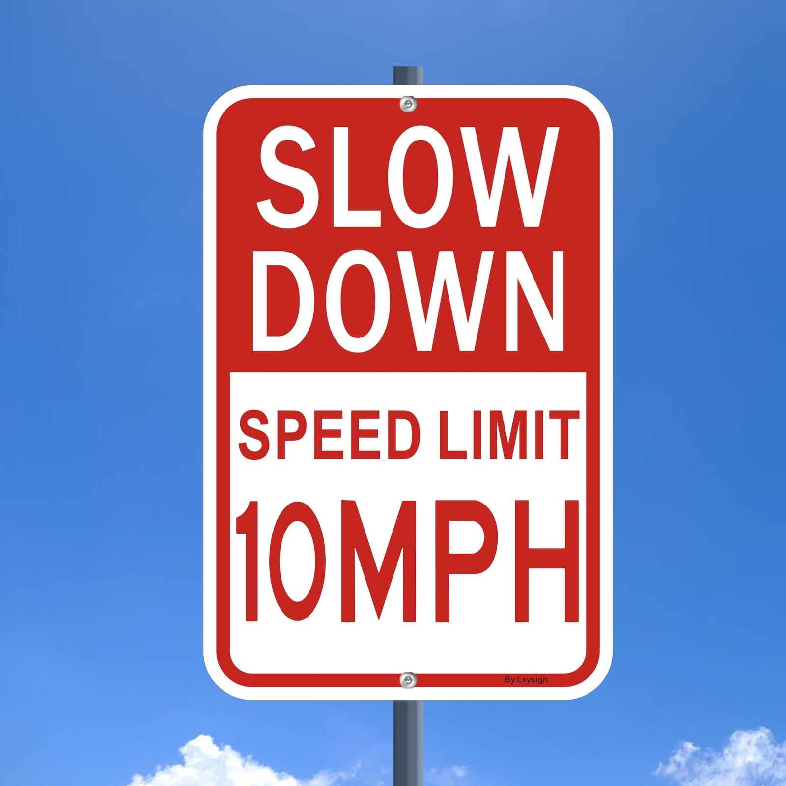 Slow Down Sign, Speed Limit 10 MPH Sign, 18×12 Inches Reflective Aluminum Sig…