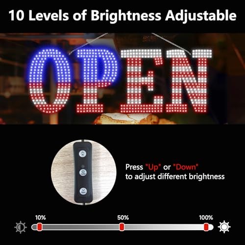 Open Signs for Business, 40&Prime;x14&Prime; inch Extra Large USA Flag Open Sign LED Window