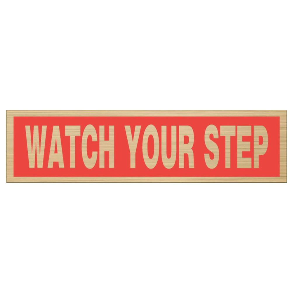 Hillman Gray & Black Nickel Mylar Self-Adhesive Watch Your Step Sign, 2 x 8&Prime;