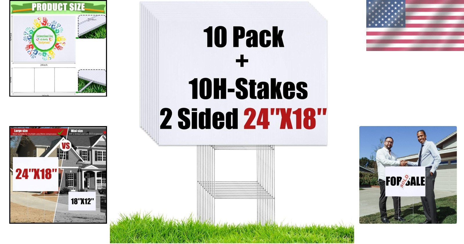 10 Large Blank Yard Signs with H-Stakes for Custom Outdoor Events – 18×24 Inches