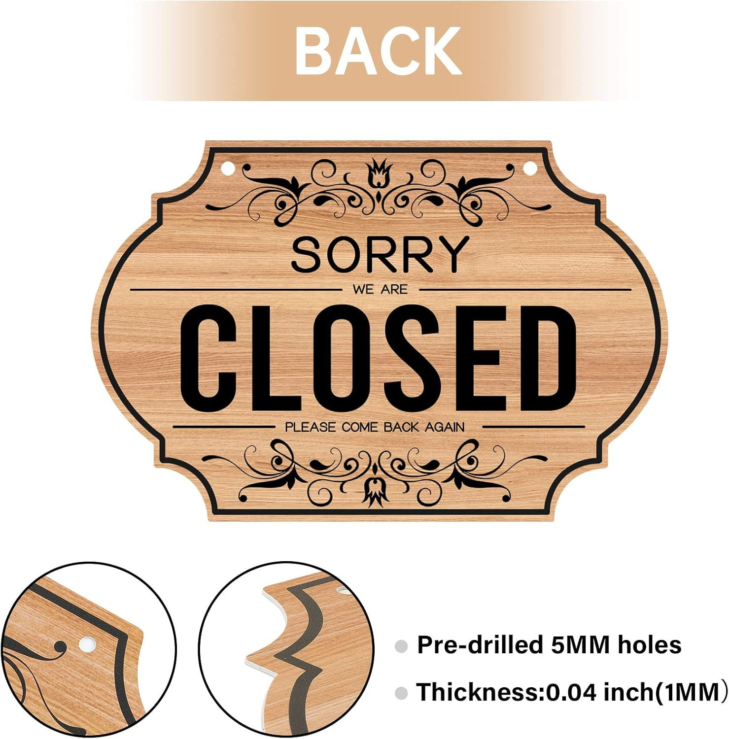 Open Signs – Double Sided Open Closed Sign Business Hours Hanging with Rope H…