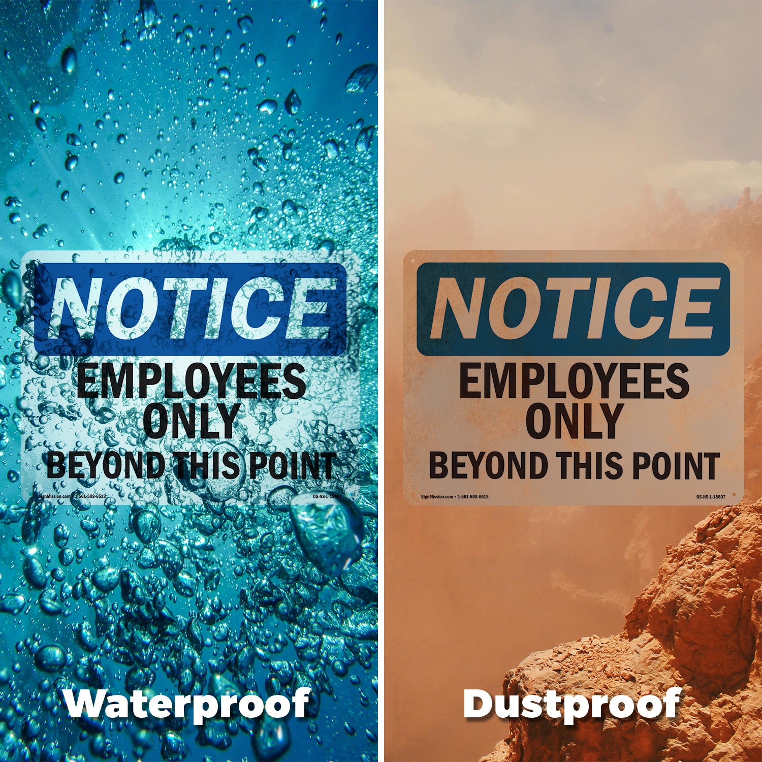 Employees Only Beyond This Point OSHA Notice Sign Metal, Decal – 5 or 10 Pack