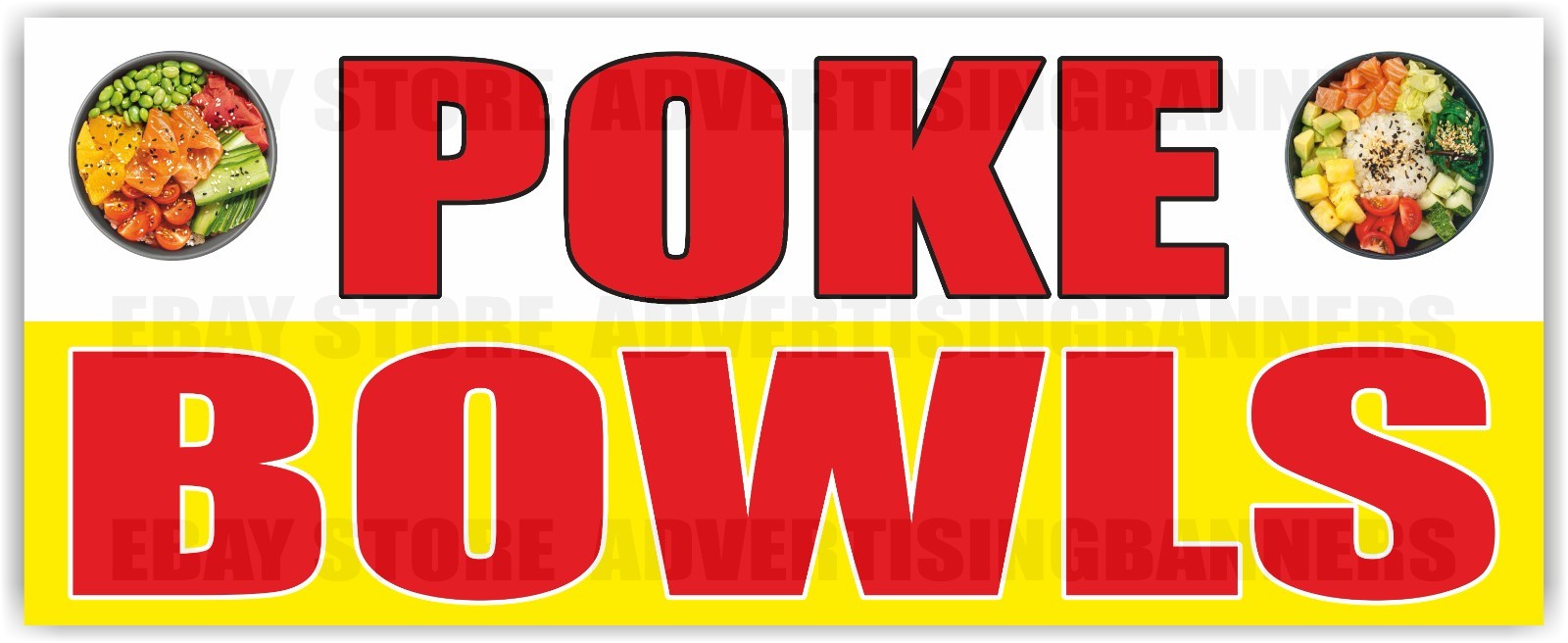 POKE BOWLS Advertising Banner Vinyl Mesh Sign Street Food Restaurant Buffet