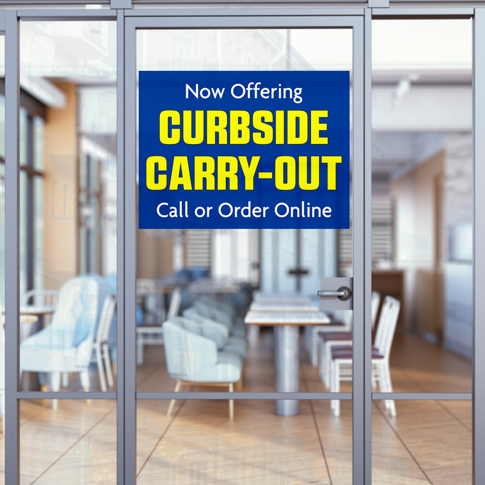 Curbside Carry-Out (32&Prime; x 24&Prime;) Perforated Removable Window Decal