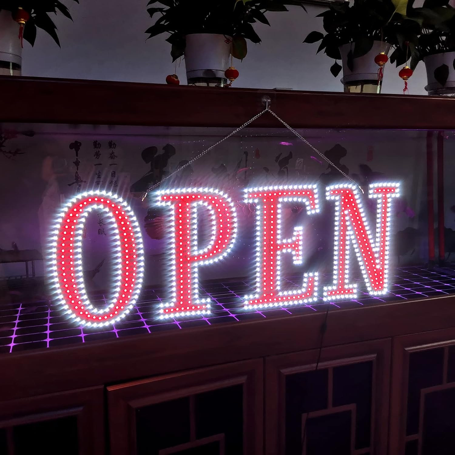 Super Bright 48&Prime; LED Open Sign with Remote & 10 Brightness Levels for Business