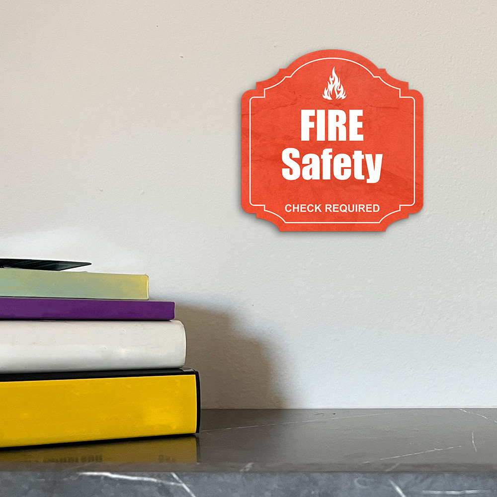 Heritage Plus Fire Safety Check Required Wall or Door Sign | Business Signage