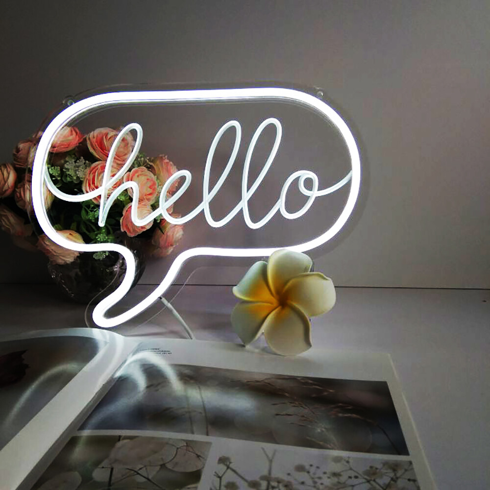 Qomolangma Warm WhiteBlue&Pink 12.2 X 8.85 » « hello » LED Neon Sign