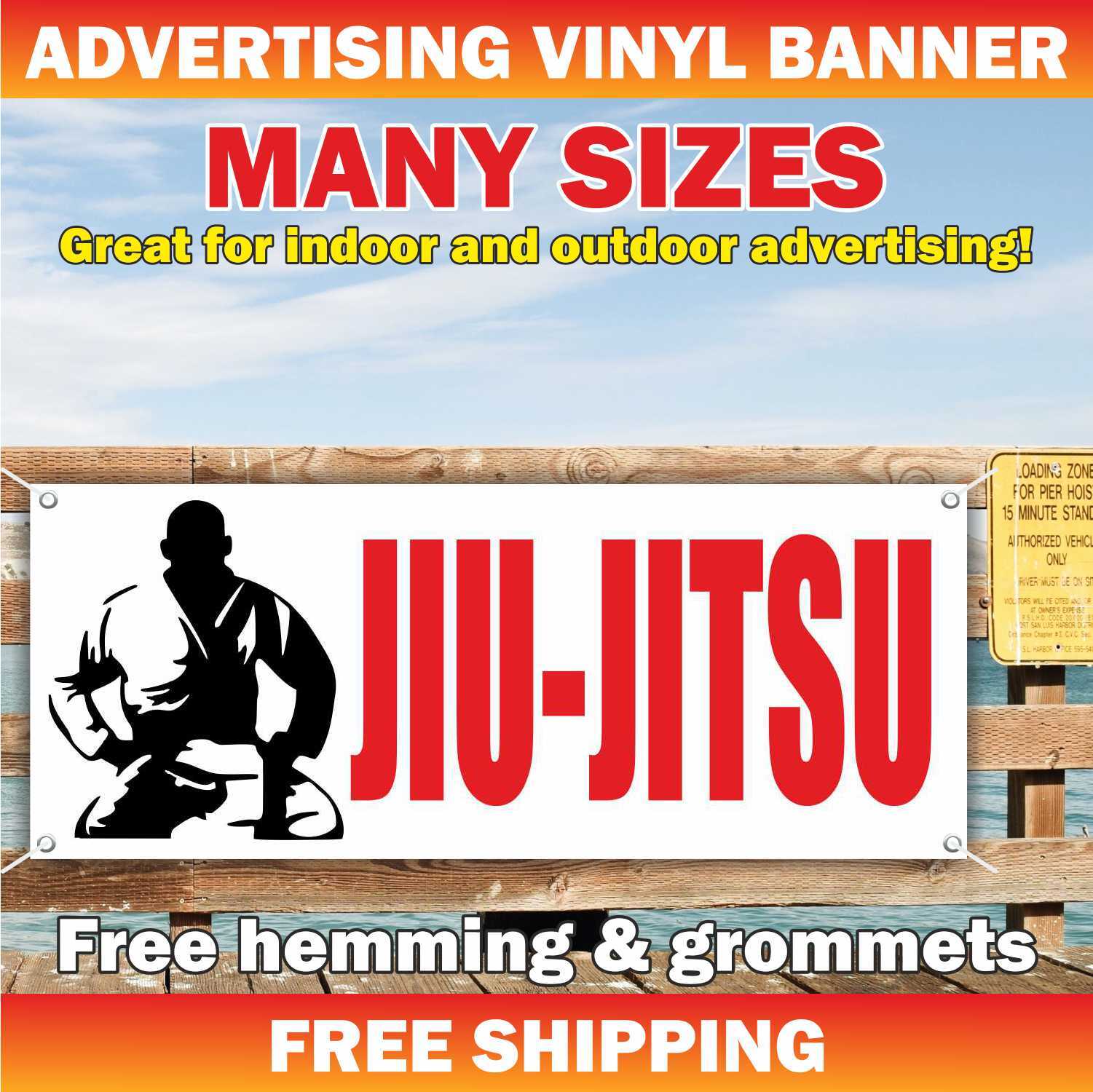 JIU-JITSU Advertising Banner Vinyl Mesh Sign Martial arts Karate Sambo Workout