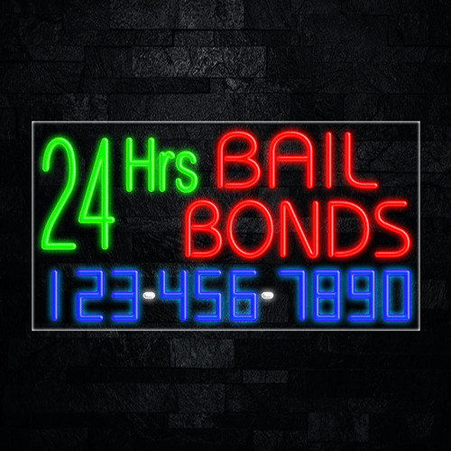 Bail Bonds 24 Hours LED Neon Sign 33&Prime;L x 18&Prime;H #35045